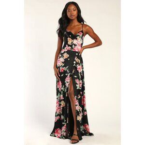 NWT Lulus Love of Romance Satin Cowl Neck Maxi Dress XS